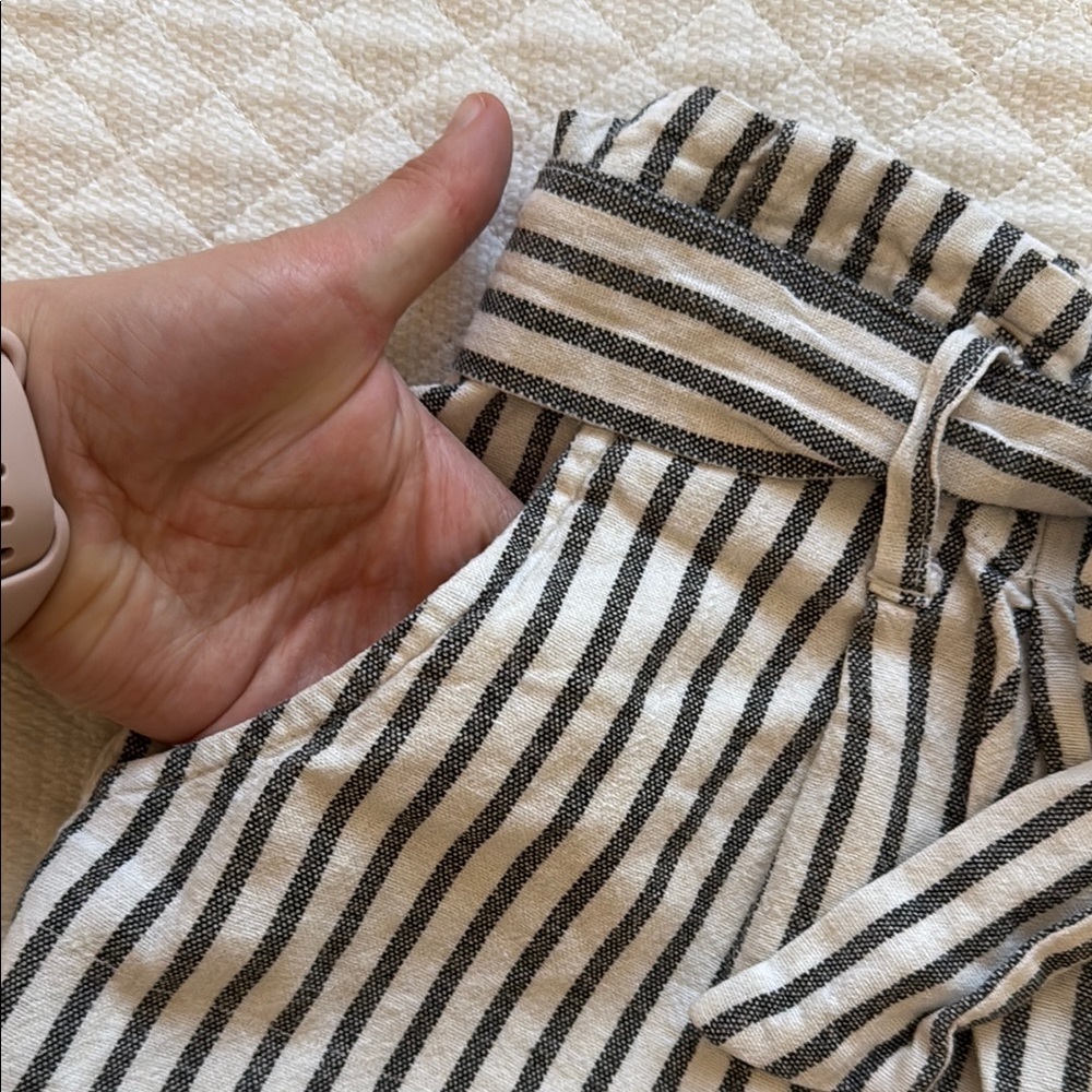 BeBop High Waist Black and White Striped Shorts - Picture 2 of 6